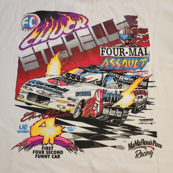 Vtg MaMa Rosas' Pizza Racing Chuck Etchells Four Second Funny Car Signed 1993 - Picture 5 of 11